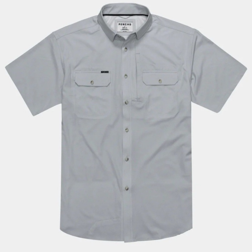 Poncho Men's Light Gray Casual Button Down Shirt